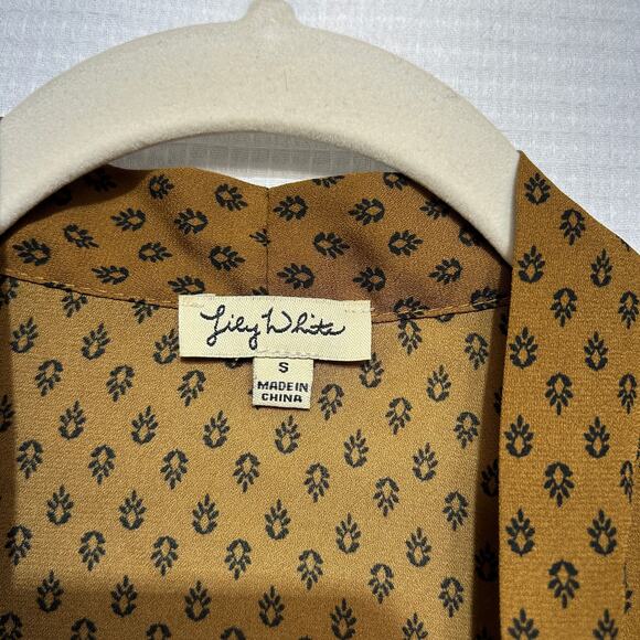 Lily White Brown Tie Neck Sleeveless Estilo Top Blouse Size S - Picture 4 of 8